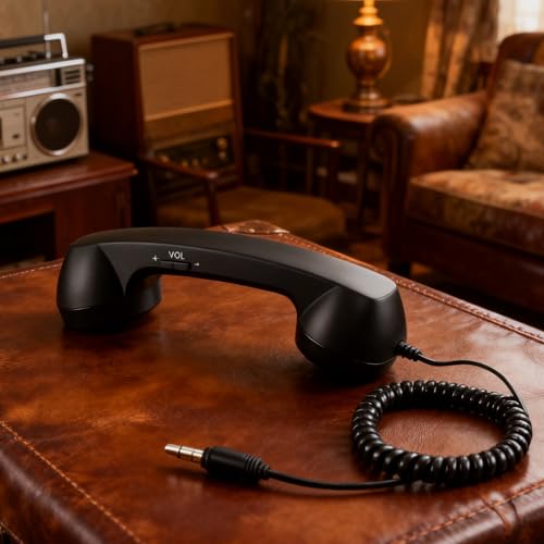Corded Retro Handset - 3.5mm Jack Telephone for Smartphone and Computer | Plug in Desk Phone Accessory for Office Video Calls, Ergonomic Classic Handset for Everyday Communication - imagen 3