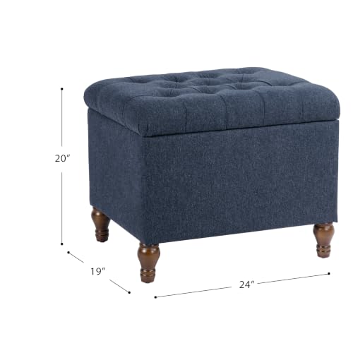 Spatial Order 24" Button Tufted Storage Ottoman - Blue Woven Fabric by Spatial Order - Used condition - Image 2