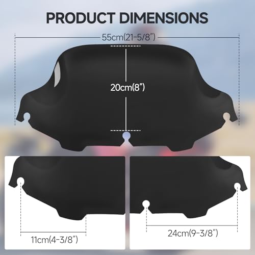 Image of 8 inch Black Motorcycle Wave Windshield Windscreen Wind Splitter Fit For 1996-2013 Harley Davidson Touring Street Glide Electra Glide Tri Glide Flht Flhx Flhtk Flhtc Flhtcu