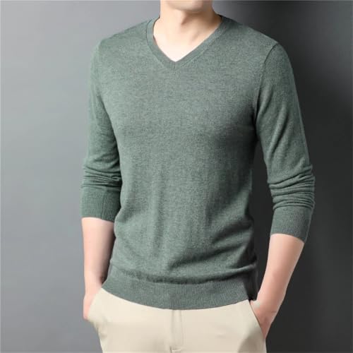 Men V-Neck Pullovers Thick Warm Knitwear Cashmere Sweaters(Navy Blue,Large)3
