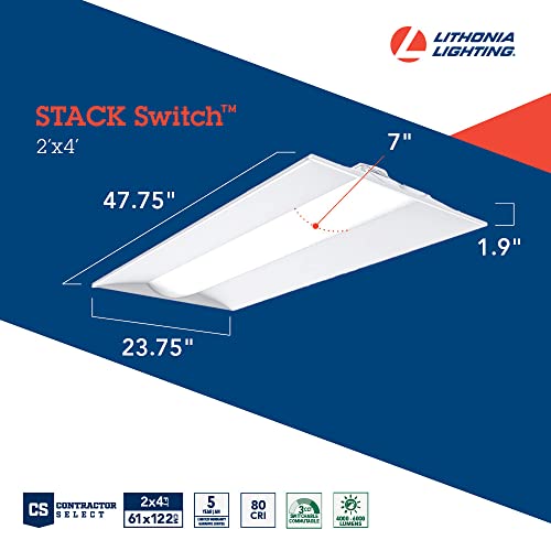 Image of Lithonia Lighting 2x4 LED Troffer Light, Adjustable Lumens, 3-in-1 CCT