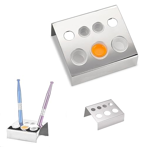 zalati Tattoo Ink Cup Holder 2pcs Pigment Cup Rack Stainless Steel for 7 Caps Tattoo Workyop Supplies, metallic silver, Medium