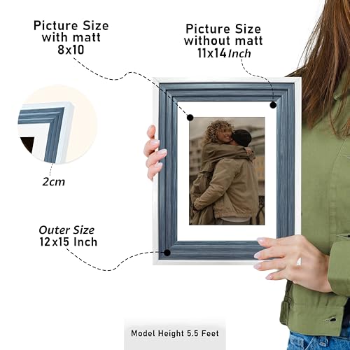 Image of Art Street Luxury Photo Frame for living room, Modern Step Design Photo Frames for Photograph, Art Work, Kids Room Set of 6 (11x14 Inch, Blue)