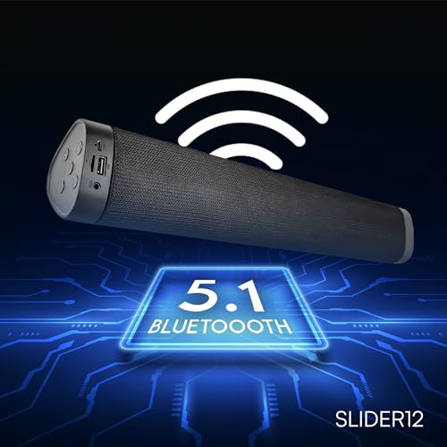 Image of HAPIPOLA SLIDER12 Bluetooth Speaker Immersive Audio | Good Bass | Light Weight 6 Hours Playback | Portable | Built in mic | TWS Pairing Support | dustproof | handfree Calling | Black