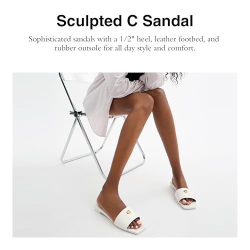 Coach Women's Sculpted C Flat Sandal Platform, Charcoal/Black, 102