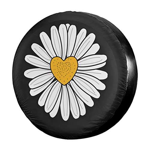 Image of Daisy Flower Spare Tire Cover Dust-Proof Wheel Tire Cover Fit Trailer, RV, SUV and Many Vehicle 17 Inch