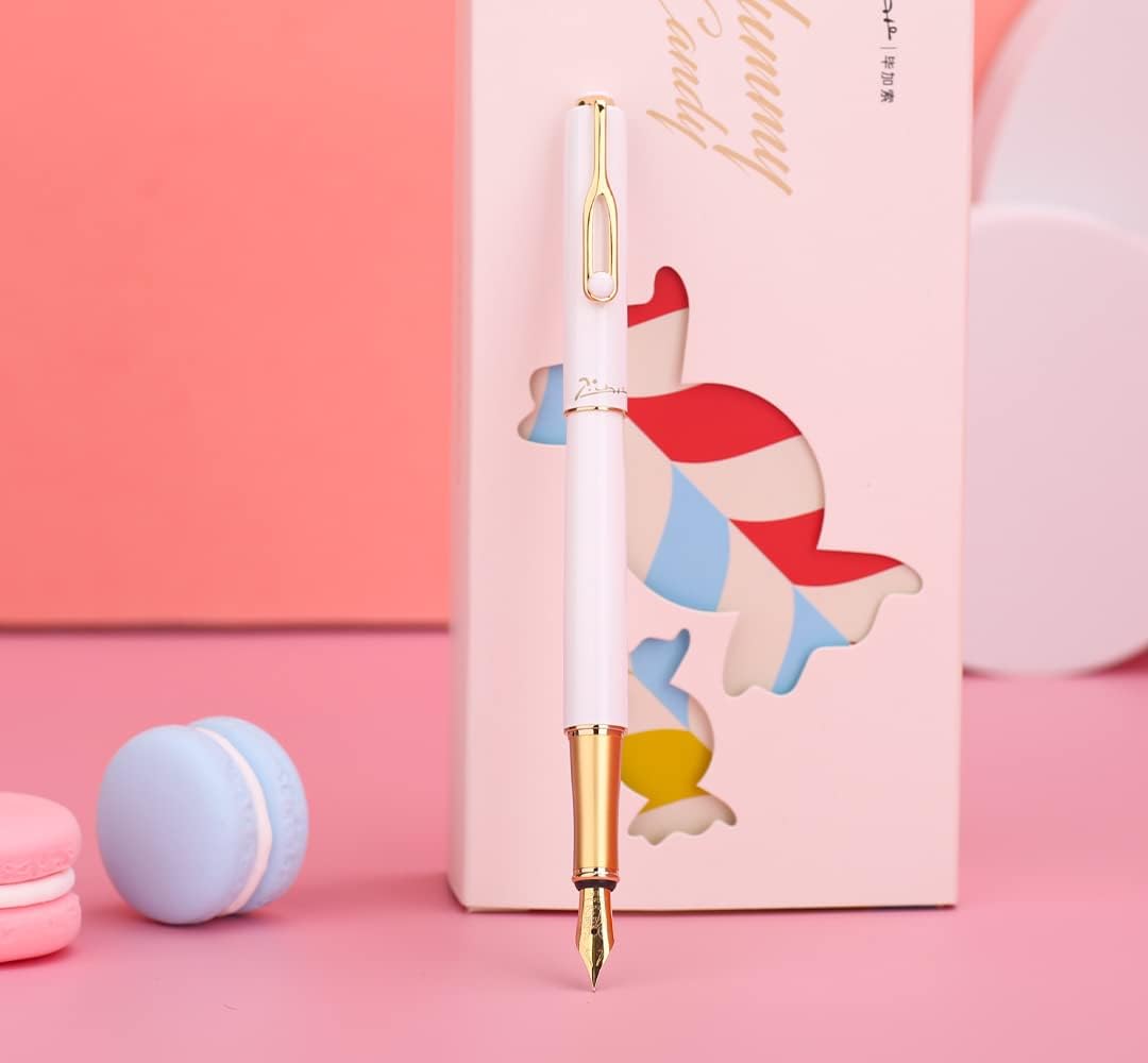 Picasso 620 Yummy Candy Series Fountain Pen with Gift Box (White, EF Nib 0.35mm)