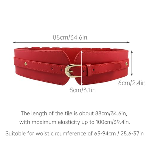 Katutude Women's Plus Size Stretchy Belt Wide Elastic Waist Belt Ladies Dress Belts Fashion Belt with Gold Buckle2