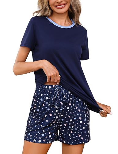 Pyjama femme ete coton ensemble de nuit manches courtes short ensemble pyjama court frais S-XXL