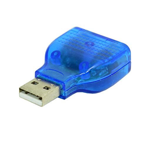 Greatangle Convertitore Adattatore da 1 pz USB Maschio a Doppio PS2 Femmina Uso per Tastiera Mouse Connettore convertitore Adattatore Mouse Plug & Play Blu