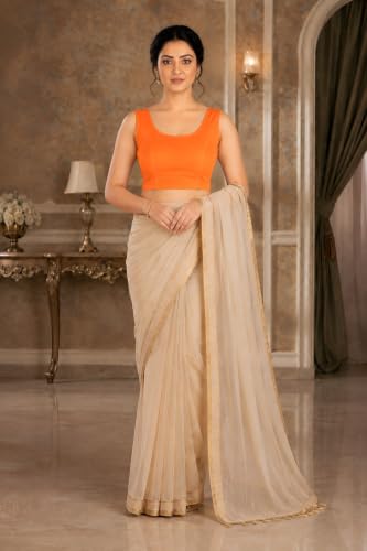 Image of Abhi Readymade Saree Blouse for Women- Sleeveless, Round Neck, Regular-fit, Stretchable, Pull-on Style Blouse