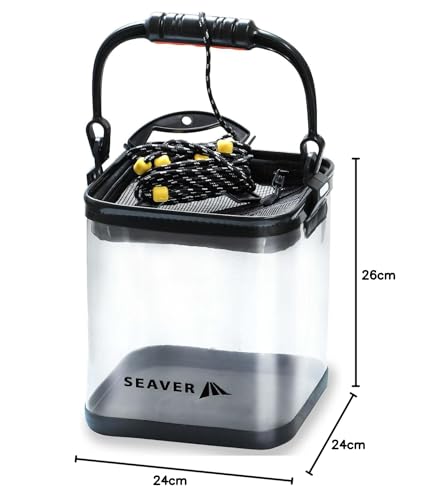 釣り バケツ 透明 選べる 3点セット 【魚が一目瞭然】 釣り道具 水汲み 折りたたみ プライヤー フィッシュグリップ 20cm 24cm SEAVER(シーバー) 6枚目