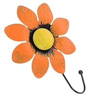 MUELODSIC Wall Mounted Coat Hook with Orange Flower Design Strong Load-Bearing Iron Hanger for Hanging Coats Bags Towels Hats Suitable for Kitchen Bathroom Closet and Home Decoration