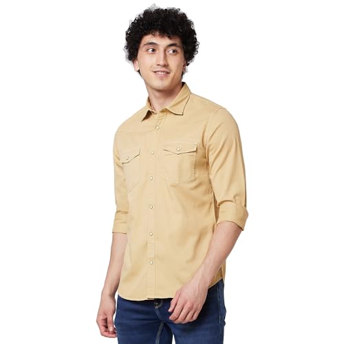 Image of Spykar Men's Regular Fit N /A Full Sleeve Solid Casual Shirts