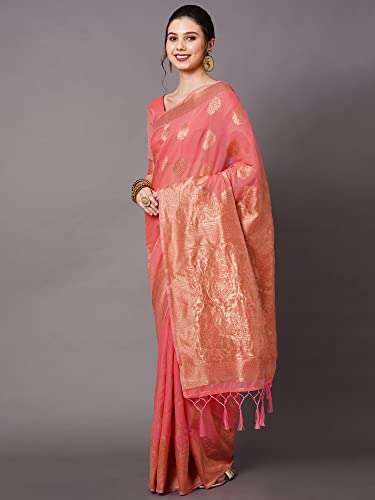 Image of AKHILAM Women's Cotton silk Woven Design Saree With Unstitched Blouse Piece(COTFLW09 Parent)