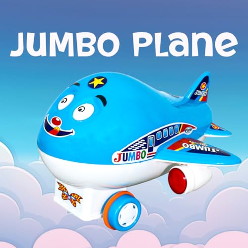Image of ToyBharat Jumbo Plane Friction Power Toy in Multicolour with Realistic Design for Kids Aged 1-6 Years. Safe, Non-Toxic, Battery-Free, Ideal for Indoor and Outdoor Play.
