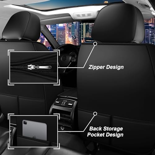 Image of Car Seat Cover Full Set for Toyota Camry Hybrid Seat Covers 2007-2024, Nappa Leather Waterproof Seat Covers For Cars, Airbag Compatible, Universal Automotive Seat Covers(Luxury Full Set /Black White)