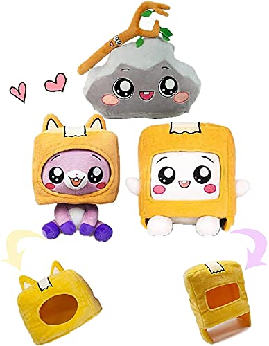 3 Pcs 7.8 inch Lanky Plush Foxy and Boxy and Rocky and Sticky Toys Set, Baby Foxy and Boxy and Rocky Plush Doll Soft Stuffed Pillow Gifts for Fans (Style A -Boxy+Foxy+Rocky + Sticky)