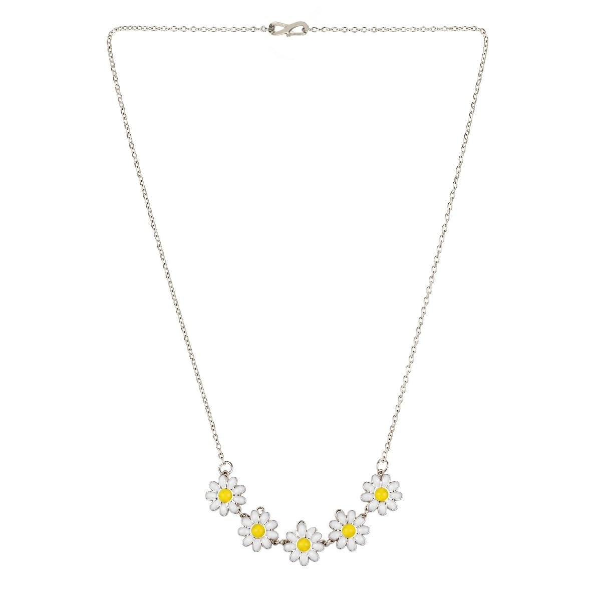 accessher Silver-Toned Daisy Necklace for Girls & Women-picture-29