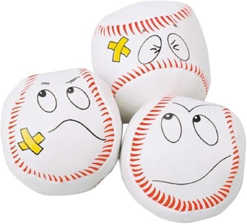 Set of 3 Baseball Funny Silly Face KIckbags Approx. 2 Inches Each Hackys Hackeys Kick Sacks.