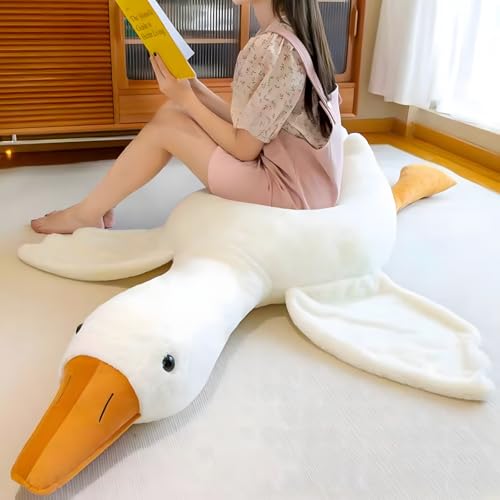 Image of Ryttir Giant Goose Plush - 63 inch Extra Soft Goose Stuffed Animal Hugging Pillow with Rotund Belly,Safety Nursery Decor & Sensory Comfort Toy,Cuddle Companion for Kids(Birthday Gender Neutral Gift)