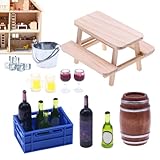 Bodega en miniatura - Accesorio de vino tinto de bolsillo Mini Bar Prop, con barril de madera vintage | Accesorio para casa de juegos tamaño mano, modelo de bar de cerveza y bar de vinos, conveniente