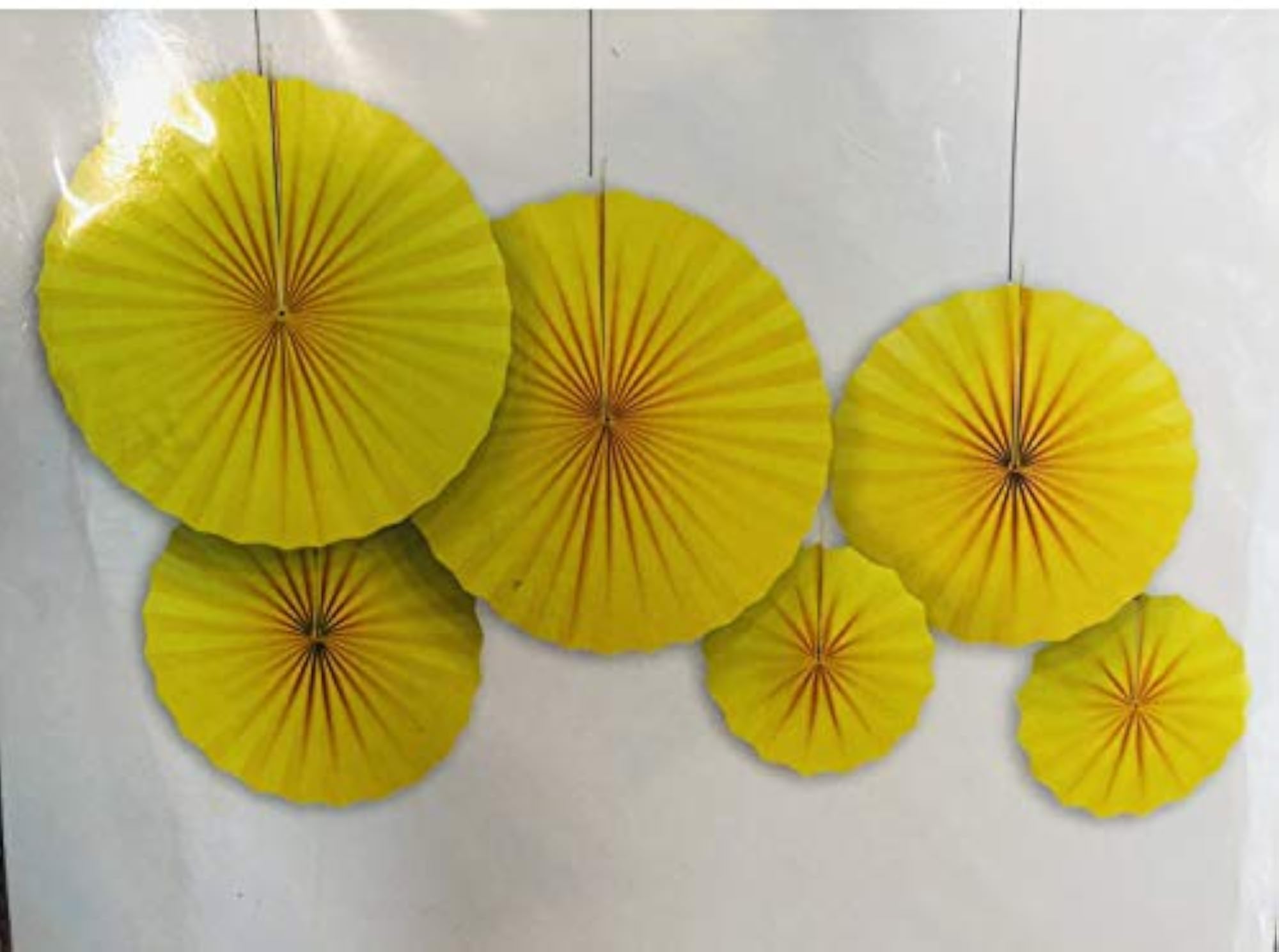Yellow Colour Paper Fan Props for Decoration