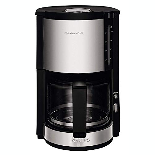 Krups KM321 Proaroma Plus Glas-Kaffeemaschine, 10 Tassen, 1100 W, modernes Design, schwarz mit Edelstahlapplikationen… – Bild 4