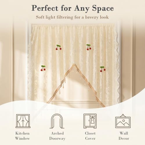Image of HASTHIP Victorian Floral Sheer Curtain Valance for Windows