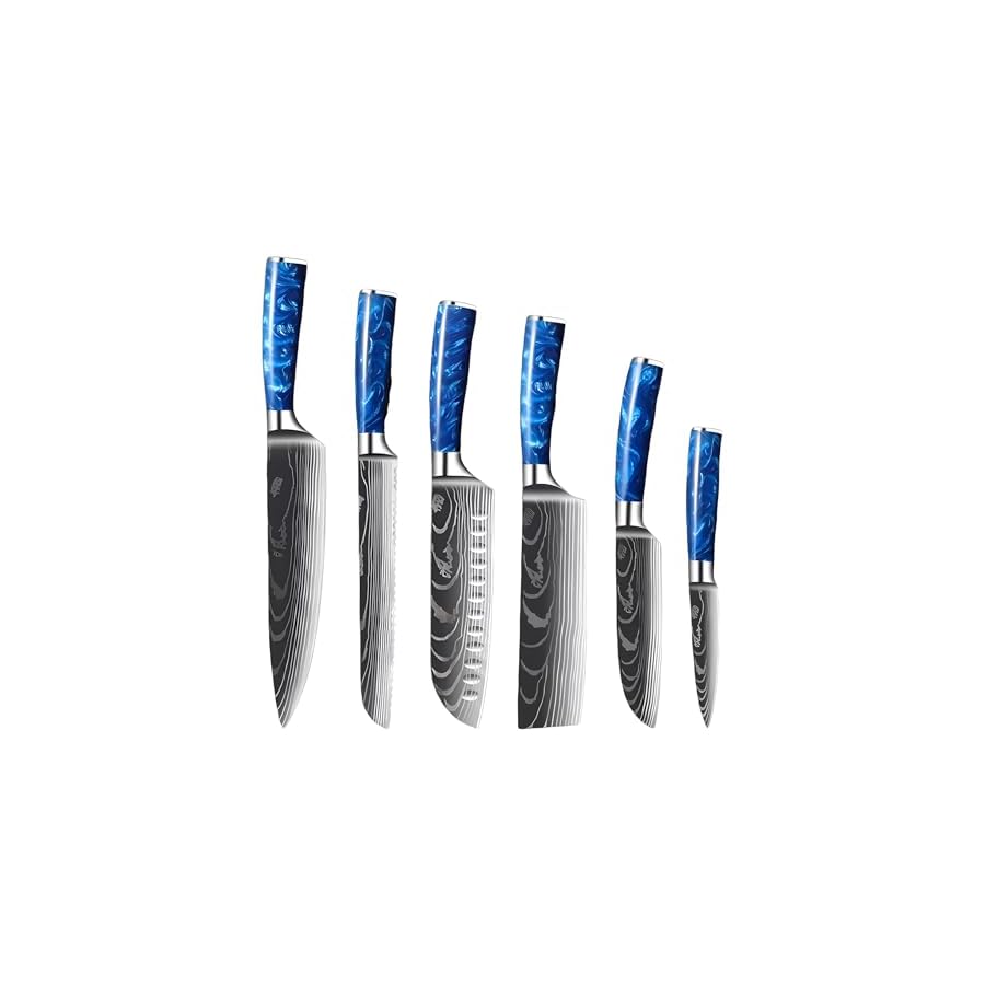 Damascus-Steel-Knife-Set-Kitchen-Knife-6-Pieces-Set-with-Marbling-Non-slip-Handle-and-Non-stick-Blade-Professional-Chef-Knife-Set-Suitable-for-Housewarming-Christmas-Thanksgiving-Gift-Blue Damascus Steel Knife Set, Kitchen Knife 6 Pieces Set with Marbling Non-slip Handle and Non-stick Blade, Professional Chef Knife Set Suitable for Housewarming, Christmas, Thanksgiving Gift (Blue)
