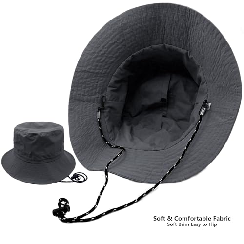 Image of woogwin Waterproof Bucket Rain Hat with Chin Strap Quick Dry Packable Boonie Sun Hat Safari Hat UV Protection