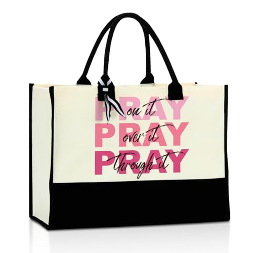 Christian Gifts for Women Inspirational Religious Gifts Boss Mom Teacher Best Friend Birthday Christmas Mothers Day Nurse Day Retirement Anniversary Tote Bag Canvas Reusable Grocery Beach Tote Black