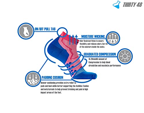 Thirty48 Performance Compression Low Cut Running Socks For Men And Women | More Compression Where Needed ([3 Pair] Pink/Blue, Xlarge - Women 11-13 // Men 12-14) #TOP5