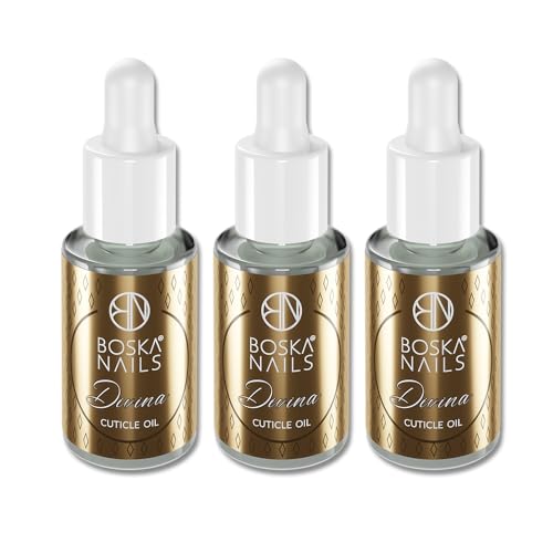 Boska Nails Divina - Aceite para cutículas (3 unidades, cuidado de lujo, 8 ml, aceite de almendras, aceite de jojoba, vitaminas para uñas)
