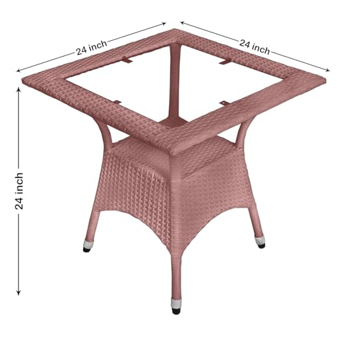 Image of Amazon Brand - Solimo Rattan Wicker 2 Seater Patio Seating Set | 2 Chair and 1 Square Glass Topped Table Set | Coffee Table Furniture for Balcony, Garden, Terrace, Indoor, Outdoor Use (Light Brown)