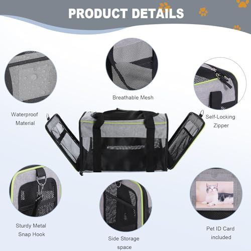 Cat Carrier,Amai Peto Dog Carrier for Small Medium Cats up to 15 Lbs,Airline Approved Carrier Soft Sided,Collapsible Travel Pet Carrier,17\"x 11\"x 11\"
