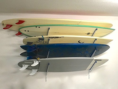 Image of StoreYourBoard Surfboard Wall Mount Rack, Holds 4 Boards, Padded Arms