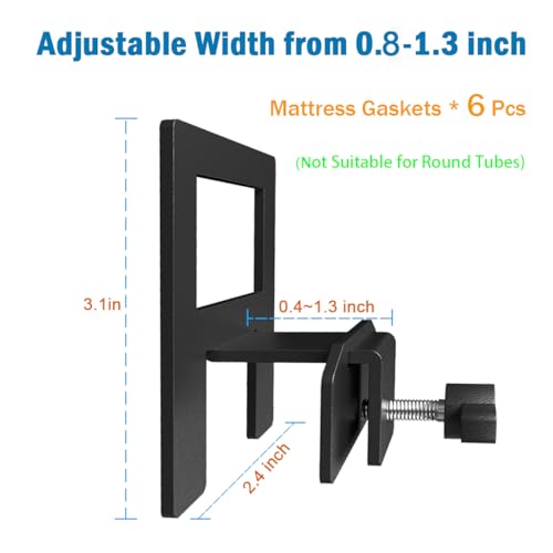 Image of SHLAND Non Slip Mattress Gaskets for Metal Bed Frame,6 PCS Holder in Place Gripper,Keep Mattress from Sliding, Adjustable Anti-Slip Baffle, Black (Pack of 2)