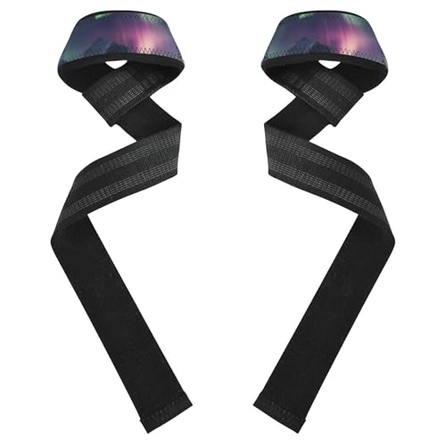 Nander Beautiful Aurora Wrist Straps for Weightlifting,Lifting Straps with Neoprene Cushioned Wrist Padded and Anti-Skid Silicone for Strength Training,Bodybuilding,Deadlifting