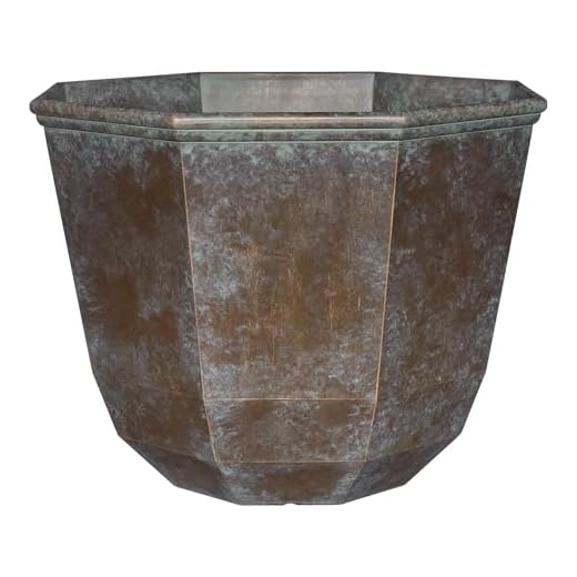 Classic Home and Garden Shaina Planting Pots - Lightweight Indoor & Outdoor Plant Pots - UV-Resistant Resin Flower Pots - Pot Planters for Flowers & Herbs (15” Weathered Copper)