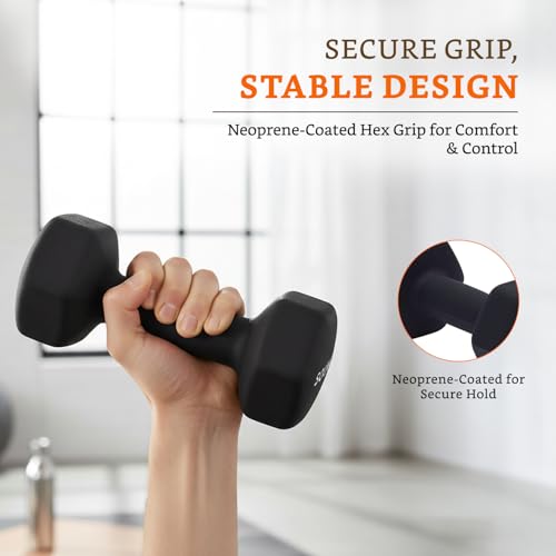 Image of Amazon Brand - Solimo Neoprene Dumbbell 2.5 kg, Set of 2 (Black)