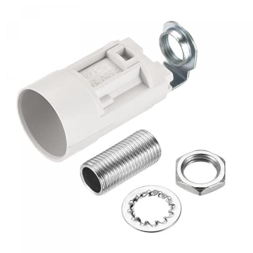 Portalámparas E14 de plástico blanco de 23x55 mm con rosca M10, pack de 6 unidades