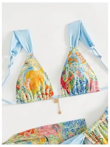 MakeMeChic Women's Halter Triangle Bikini Sets Leopard 3 Piece Swimsuit Bathing Suit Cover Up Skirt3