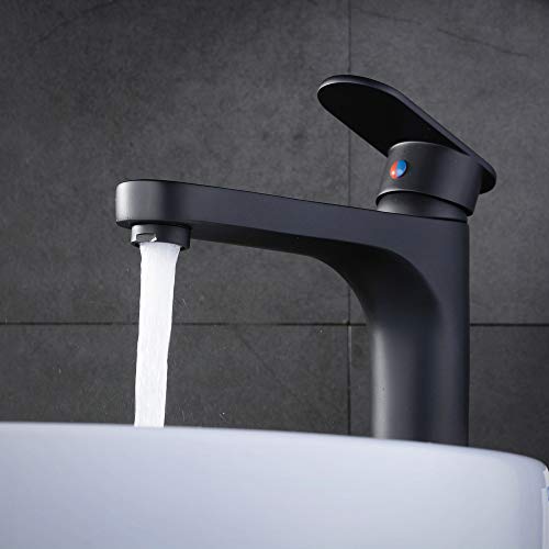 Beelee Bathroom Vessel Sink Faucet Tall Matte Black Single Handle One Hole Bowl Lavatory Vanity Sink Faucet Deck Mount Basin Mixer Tap Brass #TOP2