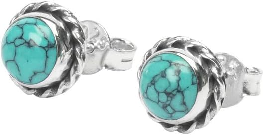 Gemstone Stud Post Earrings, 925 Sterling Silver Gemstone Earring 6 MM Round Girl Women Gift