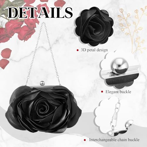 4 Pcs Floral Clutch Purse Jewelry Set Flower Evening Purse Wedding Clutch Bag with Rose Earrings Necklace Bracelet3