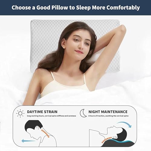 Image of Orthopedic Cervical Pillow for Neck and Shoulder Pain Relief Ergonomic Memory Foam Pillows for Sleeping Ideal for Chronic Neck Pain & Spinal Alignment Spondylitis & Contour Pillow (Design 1)
