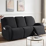 KinCam Funda Sillon Relax reclinable, Suave y Lavable Funda Sofa 3 plazas Negro