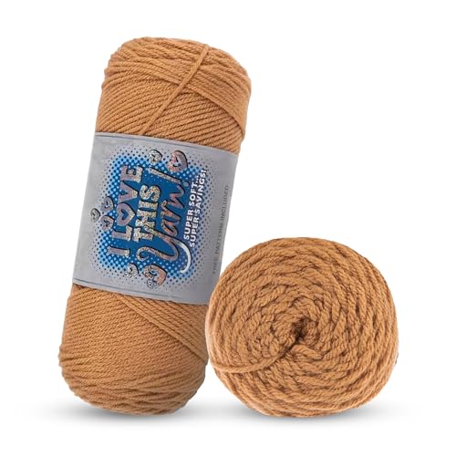 Image of I Love This Yarn 4 - Medium Acrylic Yarn Skein - 355 Yards for Crocheting & Knitting - Soft, Perfect for Blankets, Hats & More - Craft Supplies, Latte I