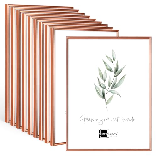 10x Kunststoffrahmen modern Bilderrahmen, (30 X 40 cm) Rosegold